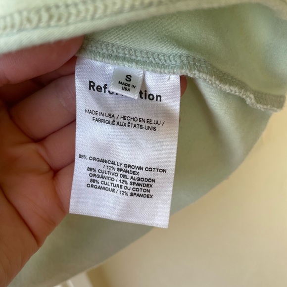 Reformation Frances Knit Top Pistachio Green in SMALL Puff Sleeves Scoop Neck - Picture 6 of 9